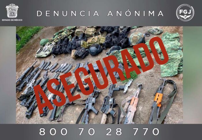 Operativo Estado de México, la fiscalía aseguro armas de fuego en el enfrentamiento.
