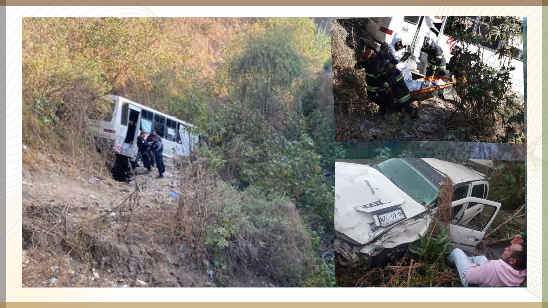 Accidente en Naucalpan un microbús volcó tras chocar con dos autos